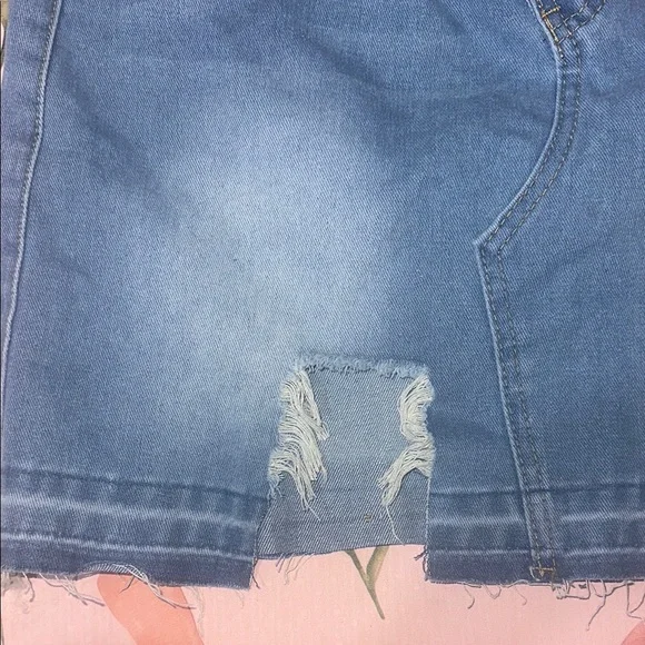 NWT SHEIN ICON Asymmetrical Denim Skirt with Distressed Hem Waist Size 30 - Picture 2 of 7